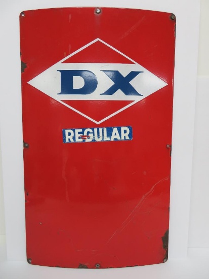 DX Gasoline pump front, enamel, 15 1/2" x 26"