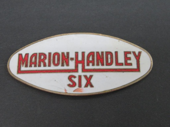 Marion-Handley enamel radiator trim emblem badge, c. 1916-1918, 2 3/4"