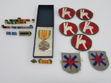 Military pins, ribbons and Vietnam Service medal