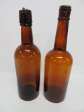 Two Amber Straight Brandy Bottles, 11