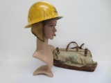 Telephone Company tool bag and safety hat, Hockgard and Klein Burke