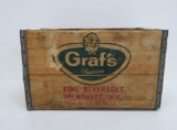 Wooden Graf's soda crate, Milwaukee, red and green, 17