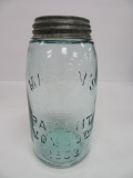 Mason Keystone in circle, quart jar, aqua, Nov 30 1858