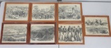 Seven Civil War framed engravings from Harpers Weekly type papers, framed