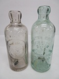 Two Hutchinson bottles, Utah, clear and aqua