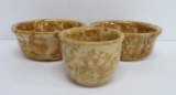 Early brown sponged yelloware, Farmhouse country bowls