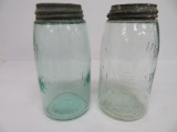 Two Green Mason Hero cross jars, quart