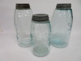 Three Hero Mason Jars, 1/2 gallon and quart