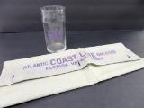 Atlantic Coast Line Railroad glass and towel