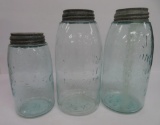 Three Hero Mason Jars, 1/2 gallon and quart