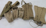 WWII Military Spats, Leggings/gaiters, khaki ammo bags and belting