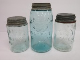 Three differnt style marked Mason canning jars, two pints and quart