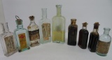 9 Assorted Medicine, oil and syrup bottles, 4