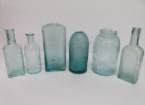Six assorted bottles and jar with damage, Fess and Zwietusch