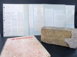 Don Mericle's notebook of items he collected and Brick from Otto Zweitusch Soda Water Factory
