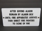 Porcelain enamel Fire Alarm sign with applied lettering, 14