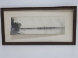 Early Black and White Real Photo of Madison Capitol Skyline, framed