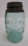 Mason Midget canning Jar, 1858, aqua, 5 3/4