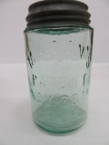 Mason N Canning Jar, Nov 30th 1858, green, Port Glass Co