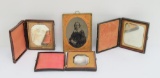 Four Daguerrotypes, three with cases