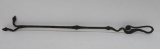 Early wrought iron fireplace tool, ornate, 36