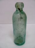 No 5 Hutch bottle, aqua, 6 3/4