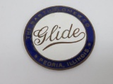 Glide radiator emblem, Bartholomew Co, Peoria Ill, 2 1/2
