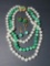 Three strand beaded choker necklace and two pair clip on earring