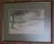 E Van Hercke watercolor, Winter Storm, framed 28