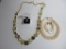 Chico Jewelry lot, pearl beaded and colored plastic, cocktail ring