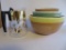 Four Vintage Mixing Bowls and Coffee Pot