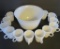 Punch Bowl and 12 mugs, milk glass