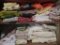 Assorted hand towels, wash and dish towels, and rags