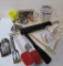 Cooking lot with measuring cups, rolling pin, and sifter