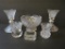 Assorted Toothpick holders, salts, and candlesticks - glass