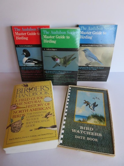 Five bird watching books and date book