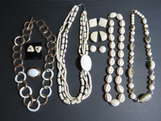 Large lot of white fashion jewelry, beads and metal