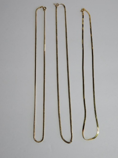 Three 14kt gold necklaces/ chains