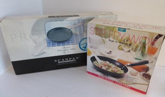 Scan Pan professional fry pan and Wok, new in boxes