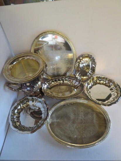 Large lot of Silverplate, bowls and trays