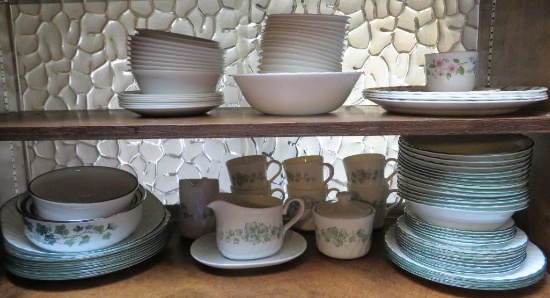 Corningware dish lot, Ivy pattern and white