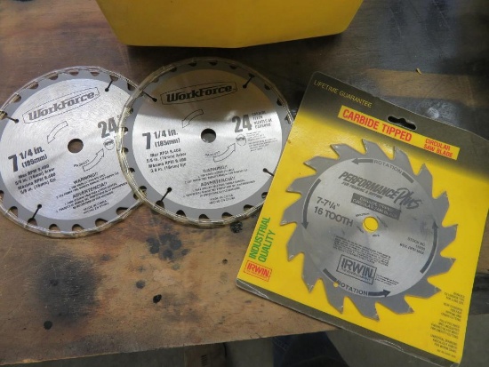 Over 50 assorted table saw blades