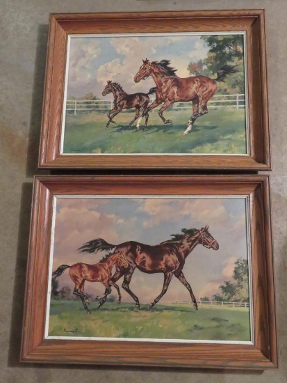 Two vintage horse prints, framed