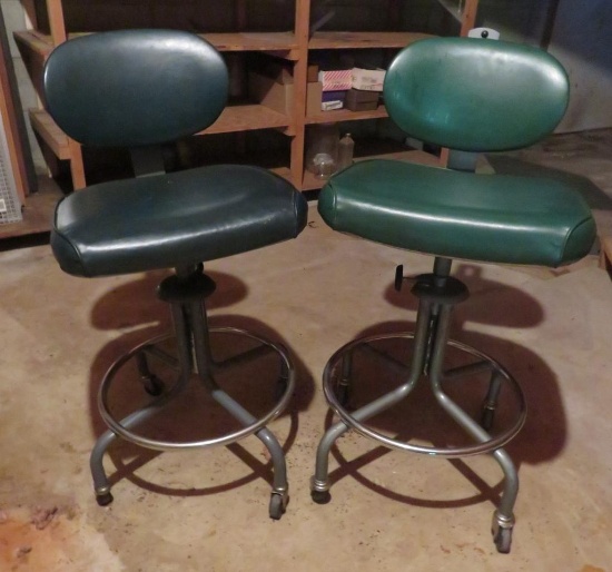 Two swivel adjustable task stools