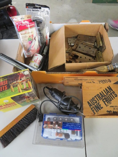 Dremel tool, hinges and shop items