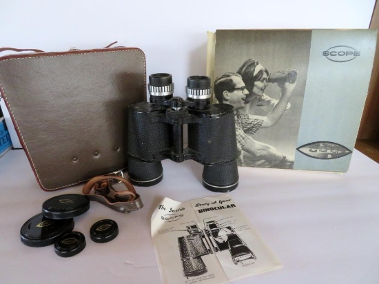 Vintage Scope binoculars with box and case, 7 x 50