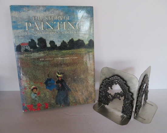 The story of Painting coffee table book and metal bookends
