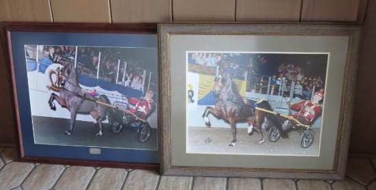 Two Cart racing framed photographs