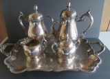 Silverplate teaset, horse award, 1975, five pieces