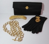 Evening wear lot with purse, gloves and belt